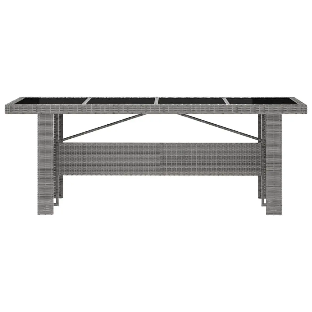 Outdoor Dining Set 7 Piece Grey PE Rattan with Cushions and Glass Top