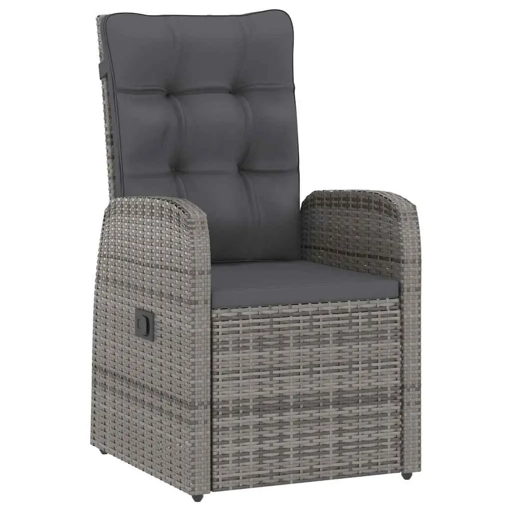 Outdoor Dining Set 11 Piece Grey Poly Rattan Garden Furniture with Cushions
