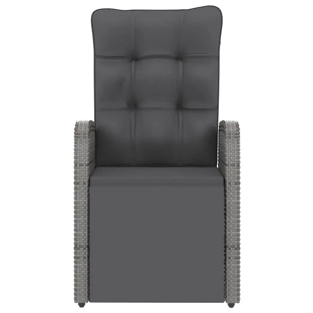 Outdoor Dining Set 11 Piece Grey Poly Rattan Garden Furniture with Cushions