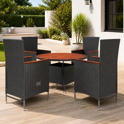 Practical 5 Piece Black Rattan Dining Set for Outdoors