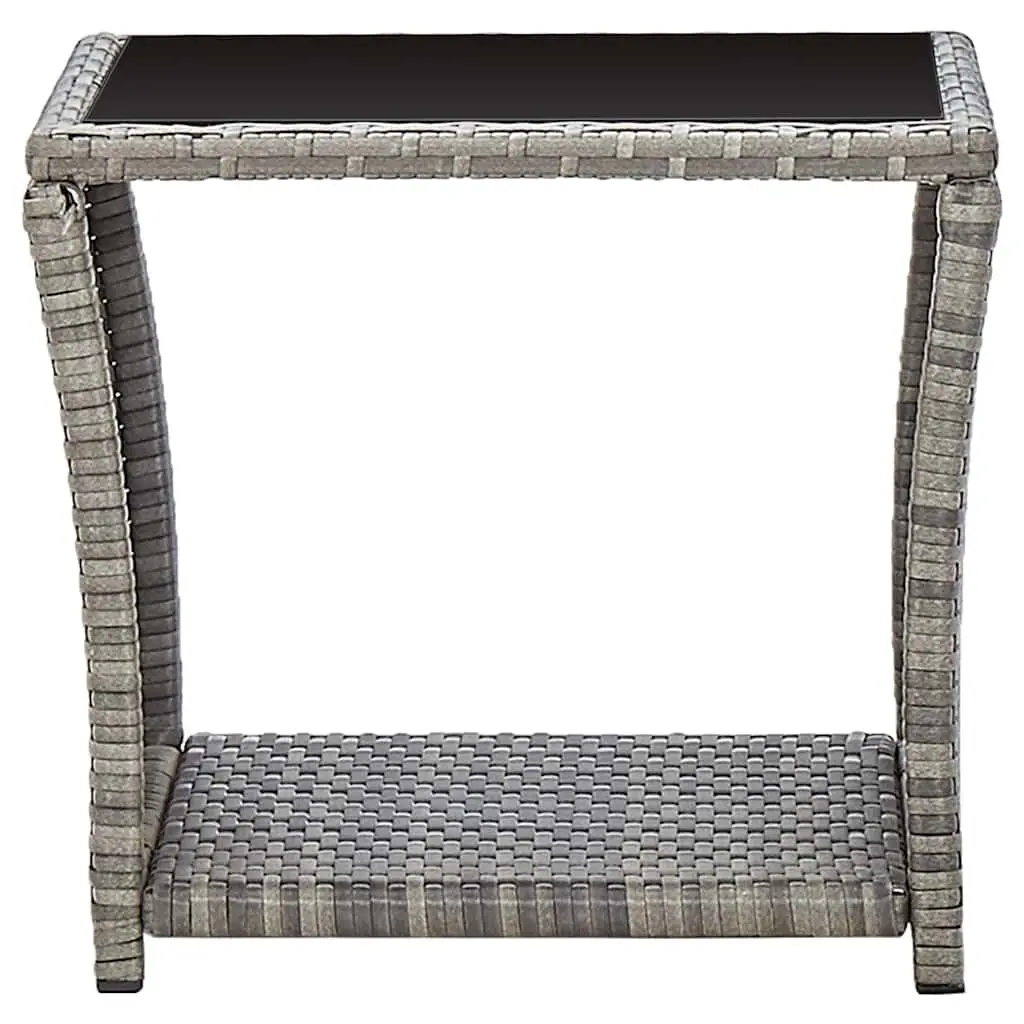 3 Piece Garden Lounge Set PE Rattan Grey Reclining Armchairs Coffee Table