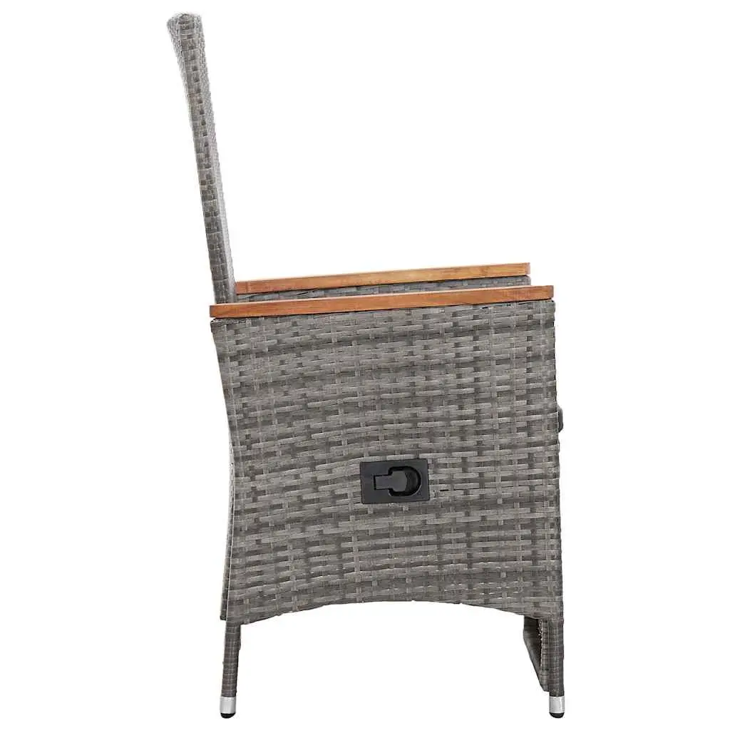 3 Piece Garden Lounge Set PE Rattan Grey Reclining Armchairs Coffee Table