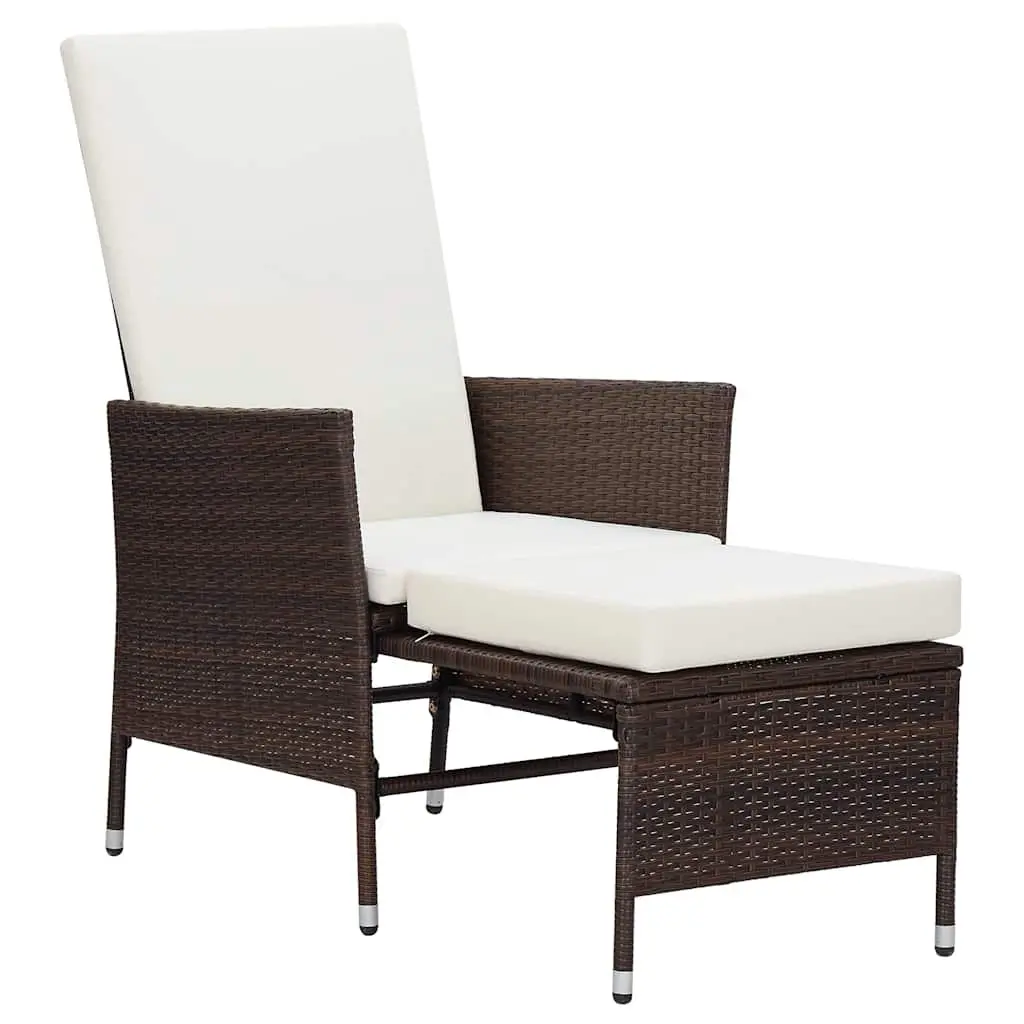 3 Piece Garden Lounge Set PE Rattan Steel Frame Brown Cushions