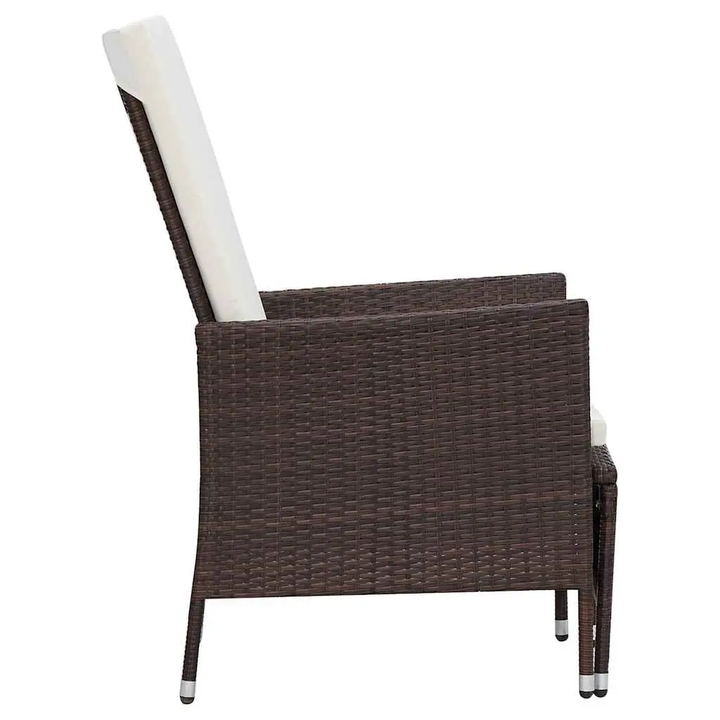 3 Piece Garden Lounge Set PE Rattan Steel Frame Brown Cushions