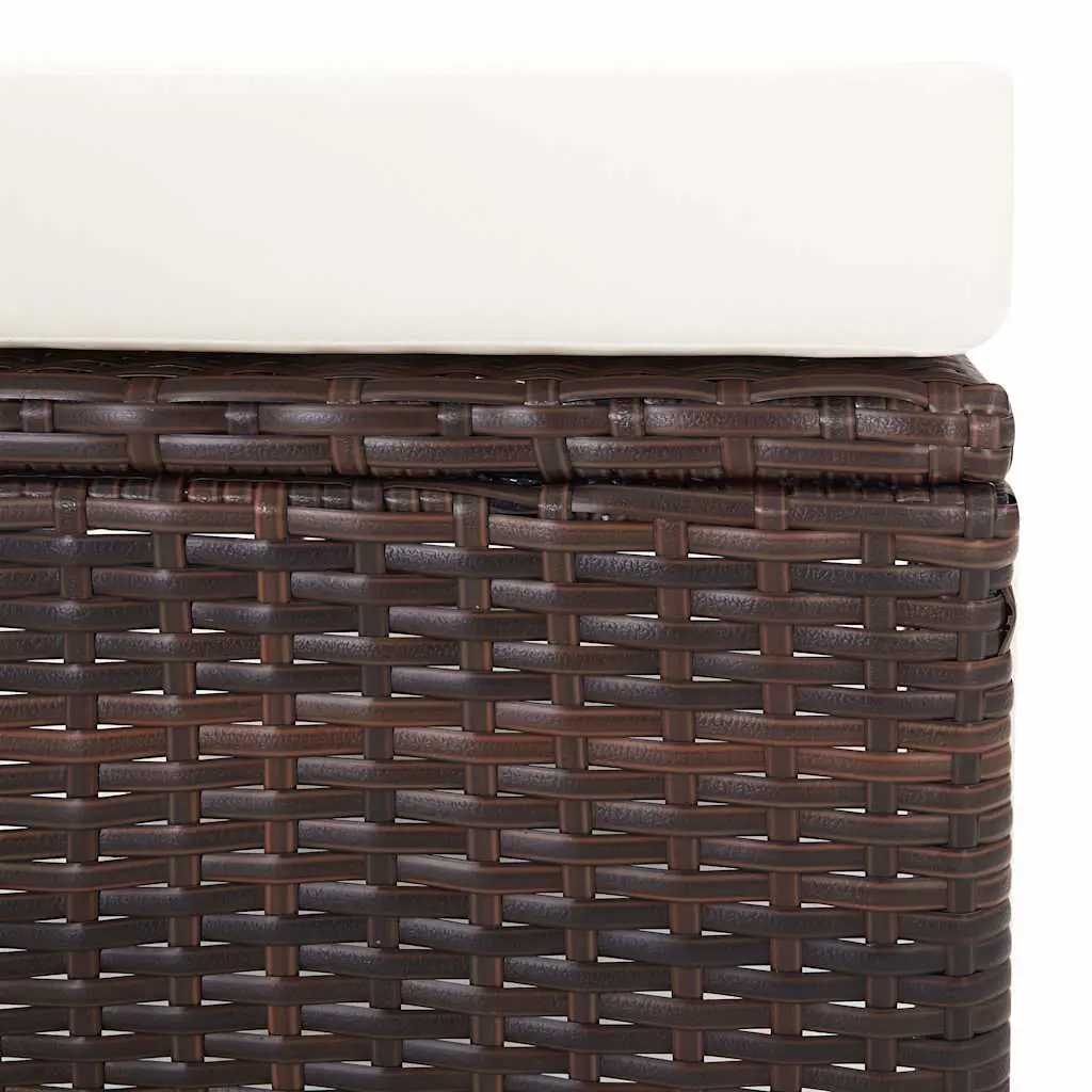 3 Piece Garden Lounge Set PE Rattan Steel Frame Brown Cushions