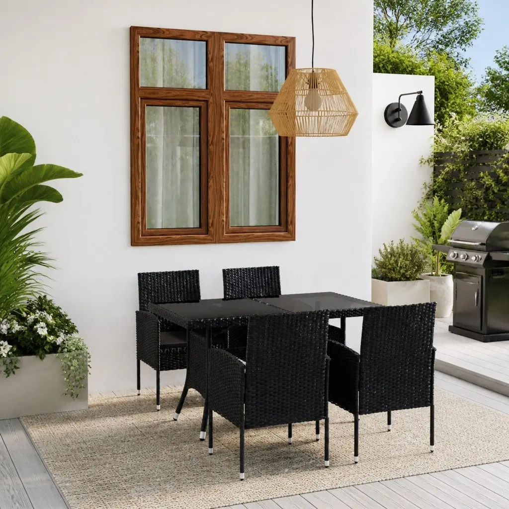 5 Piece Garden Dining Set Outdoor Patio Furniture Table Chairs Black