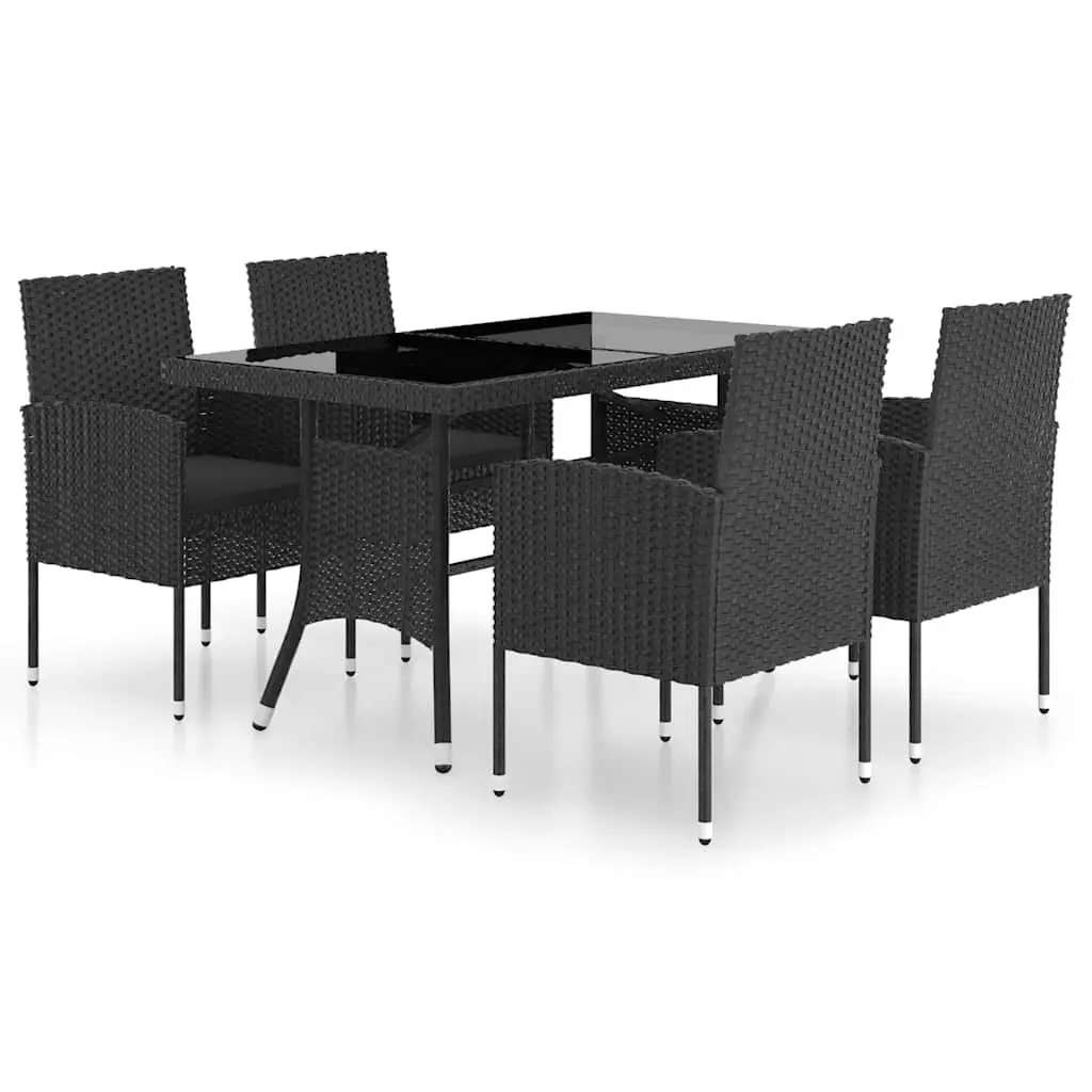 5 Piece Garden Dining Set Outdoor Patio Furniture Table Chairs Black