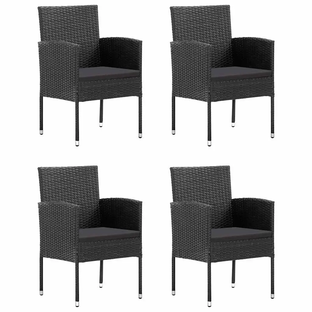5 Piece Garden Dining Set Outdoor Patio Furniture Table Chairs Black