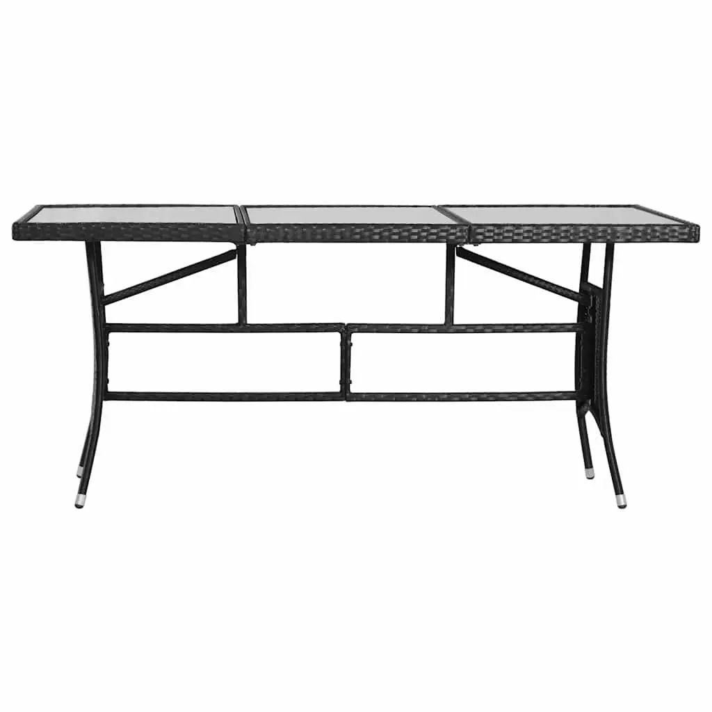 9 Piece Outdoor Patio Furniture Dining Set Black PE Rattan Steel Frame Glass Top