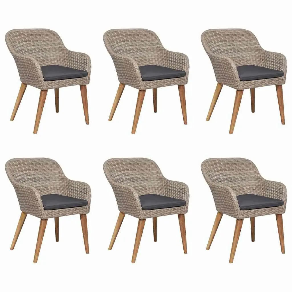 Outdoor Garden Dining Set 7 Piece Poly Rattan Brown Table Chairs