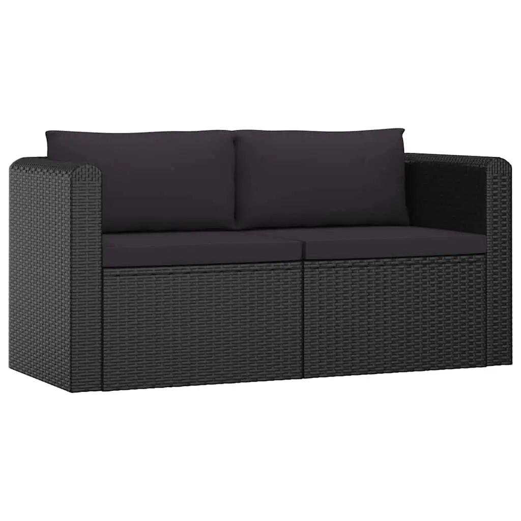 Garden Lounge Set Modular Sofa Black Rattan 9 Piece Outdoor Furniture with Cushions