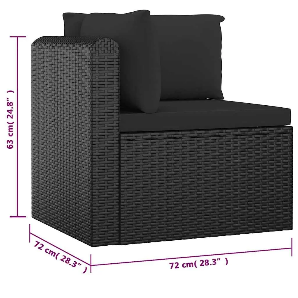 Garden Lounge Set Modular Sofa Black Rattan 9 Piece Outdoor Furniture with Cushions
