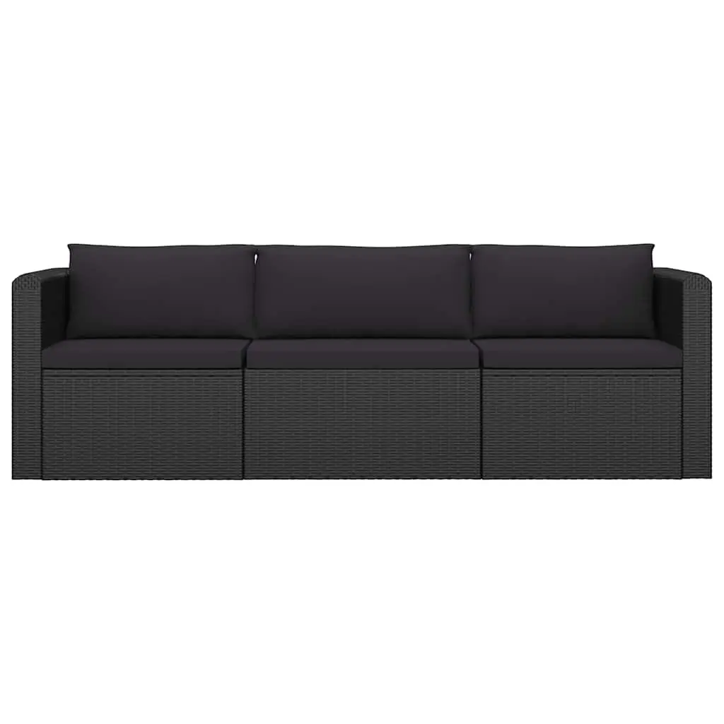 Garden Lounge Set 10 Piece Outdoor Furniture Poly Rattan Modular Black Cushions
