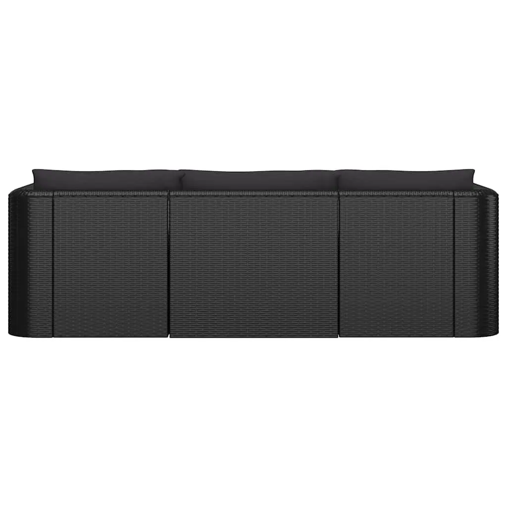 Garden Lounge Set 10 Piece Outdoor Furniture Poly Rattan Modular Black Cushions