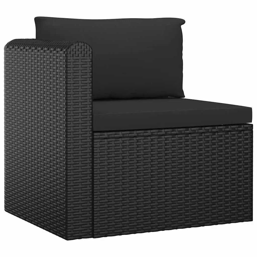 7 Piece Garden Lounge Set PE Rattan Modular Seating Black
