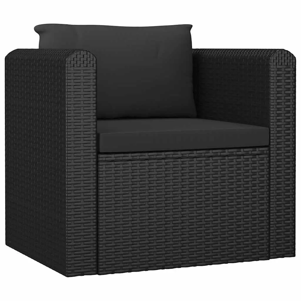 7 Piece Garden Lounge Set PE Rattan Modular Seating Black