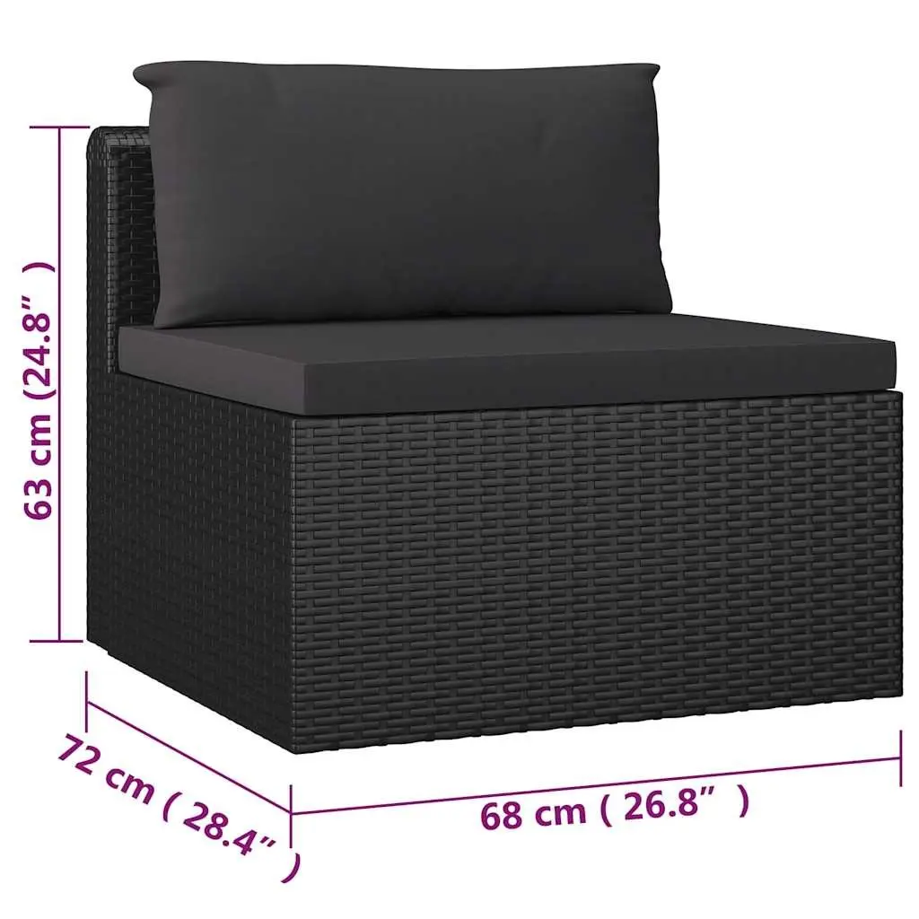 7 Piece Garden Lounge Set PE Rattan Modular Seating Black