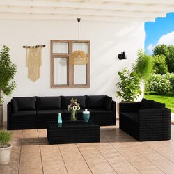 7 Piece Garden Lounge Set with Cushions Modular Outdoor Furniture PE Rattan
