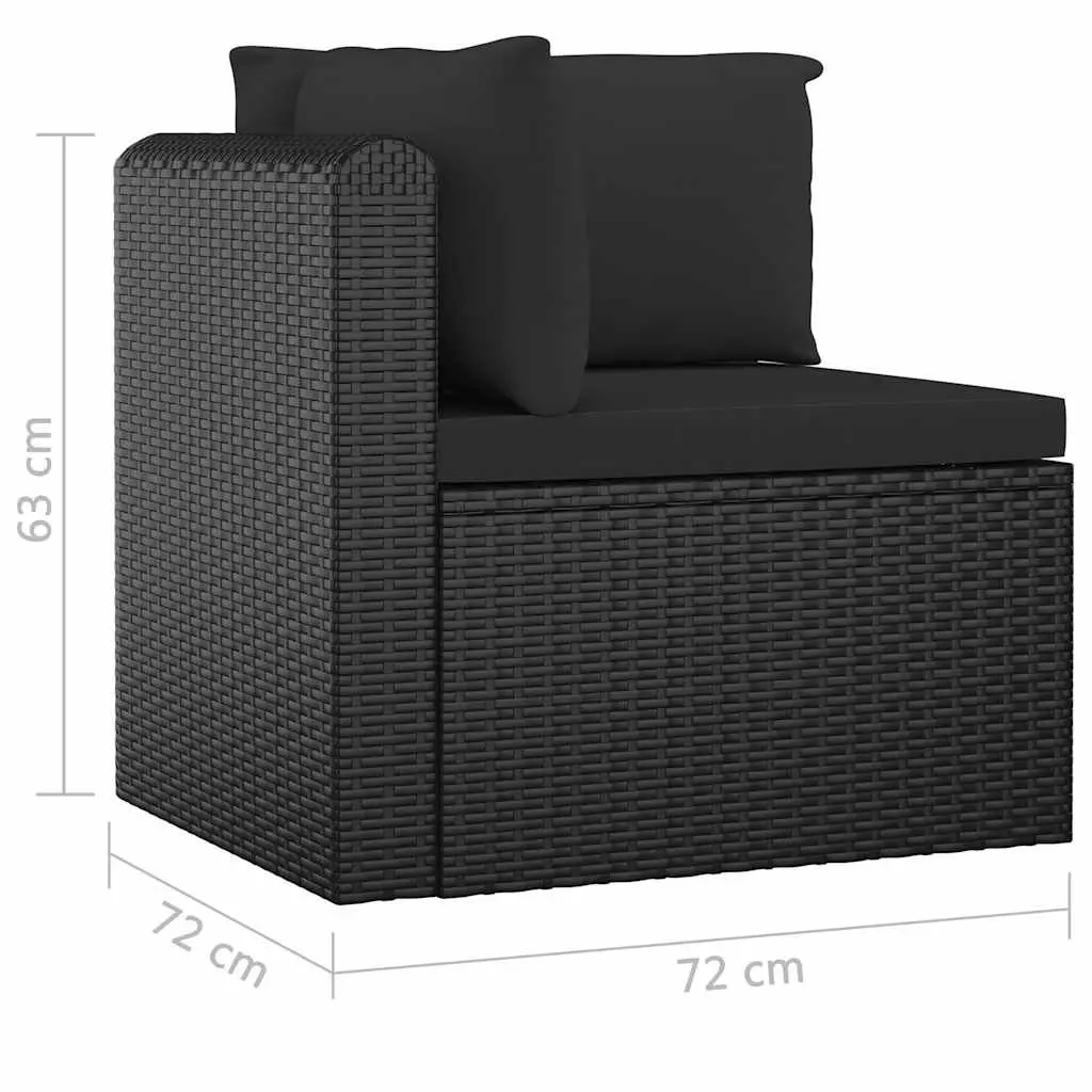 7 Piece Garden Lounge Set PE Rattan Modular Outdoor Furniture Black