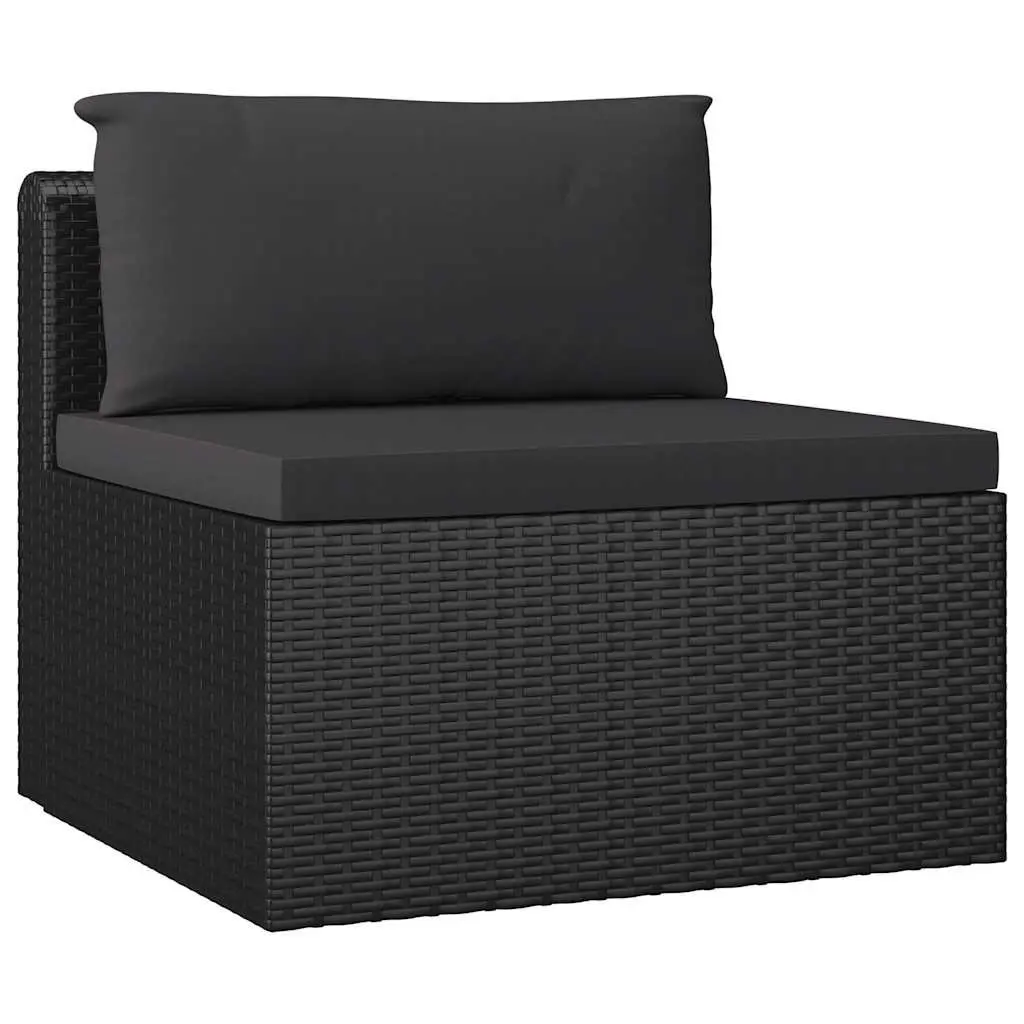 7 Piece Garden Lounge Set PE Rattan Modular Outdoor Furniture Black