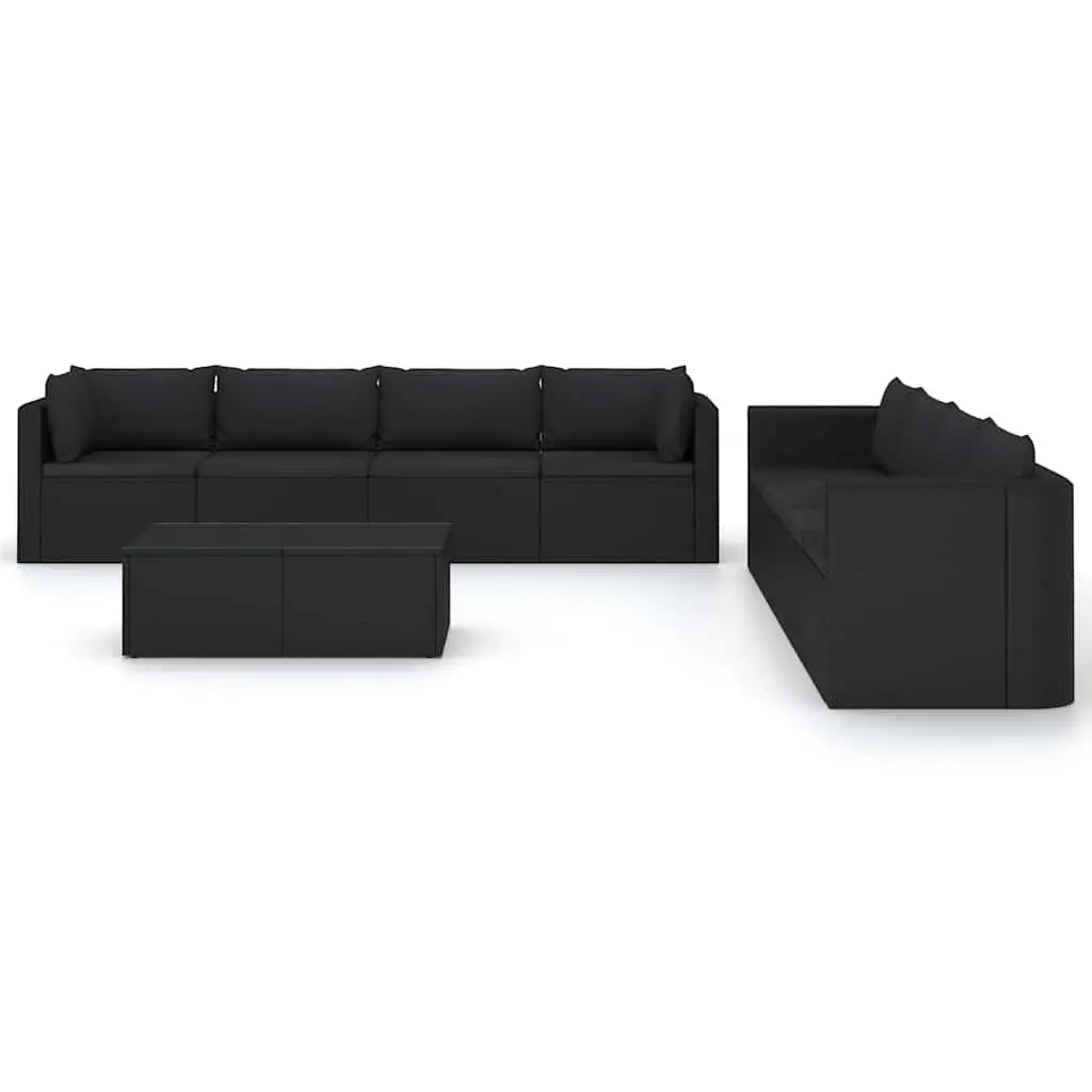 Garden Lounge Set Modular PE Rattan 9 Piece Outdoor Furniture Black