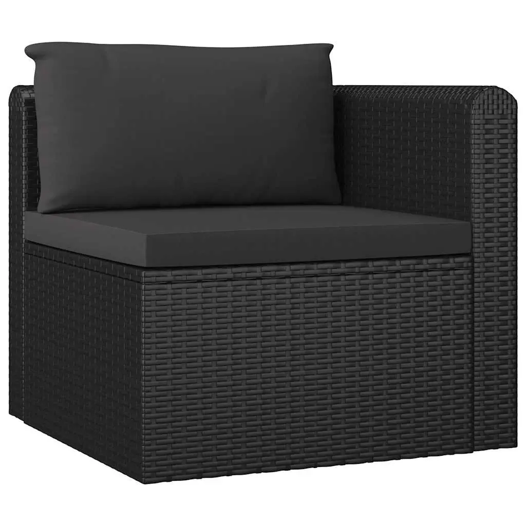 Garden Lounge Set Modular PE Rattan 9 Piece Outdoor Furniture Black