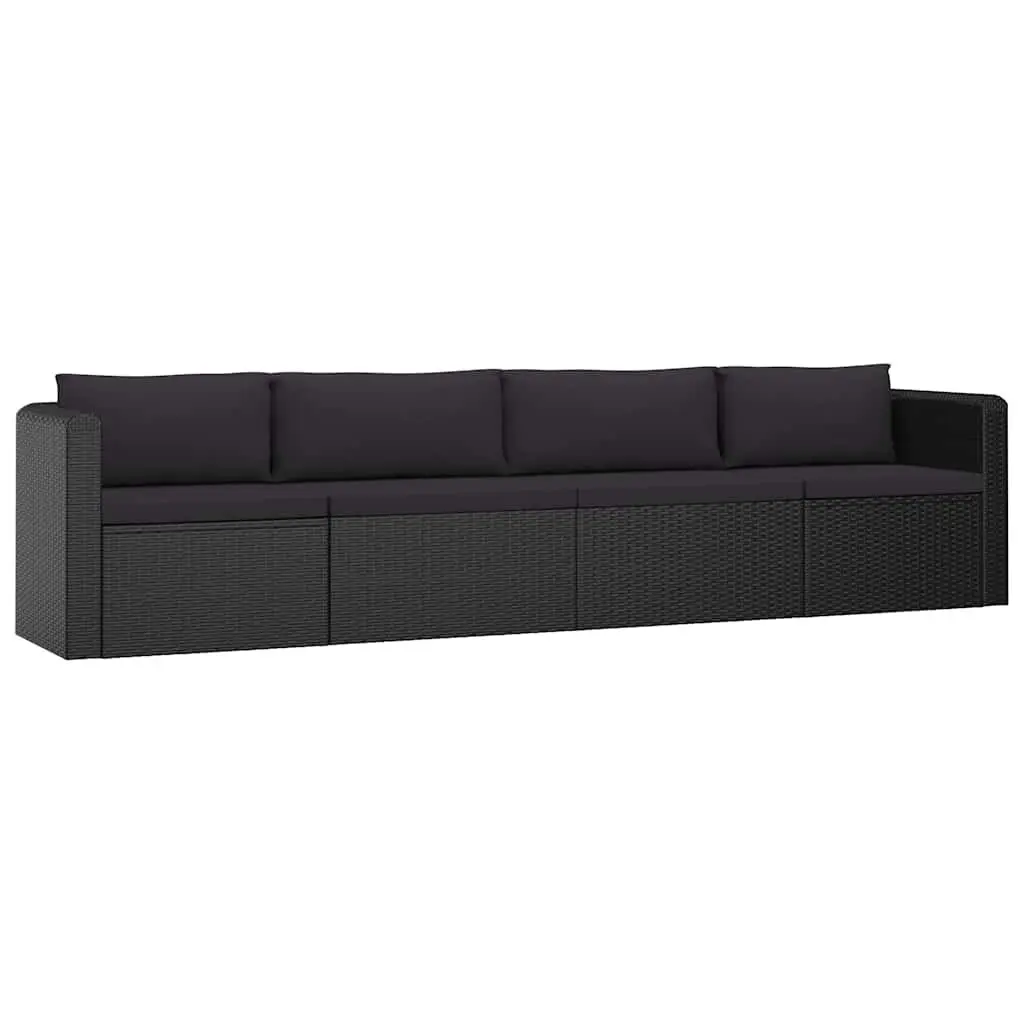 Garden Lounge Set Modular PE Rattan 9 Piece Outdoor Furniture Black