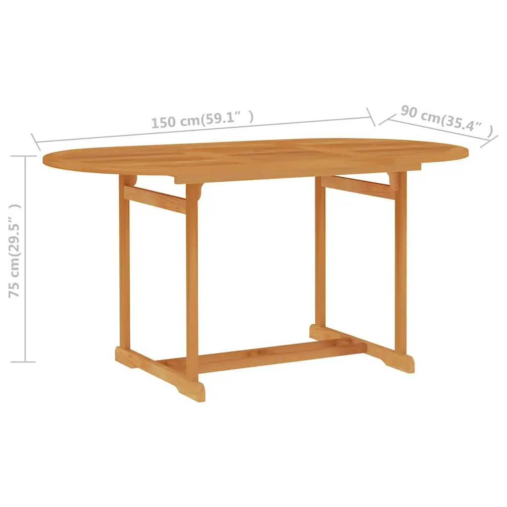 5 Piece Garden Dining Set Teak Wood Outdoor Furniture Brown