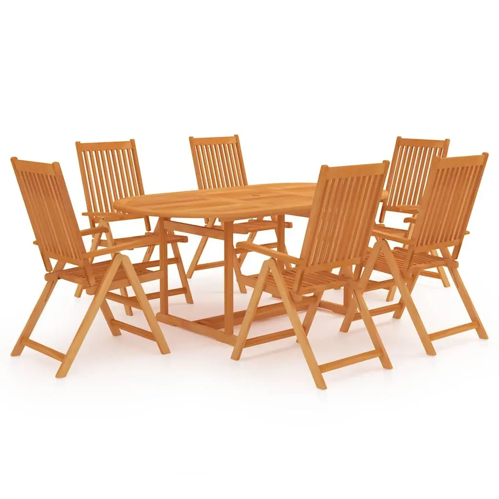 7 Piece Garden Dining Set Teak Wood Table Chairs Outdoor Patio Furniture Brown