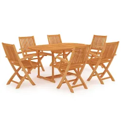 Practical 7-Piece Teak Dining Set for Outdoor Enjoyment