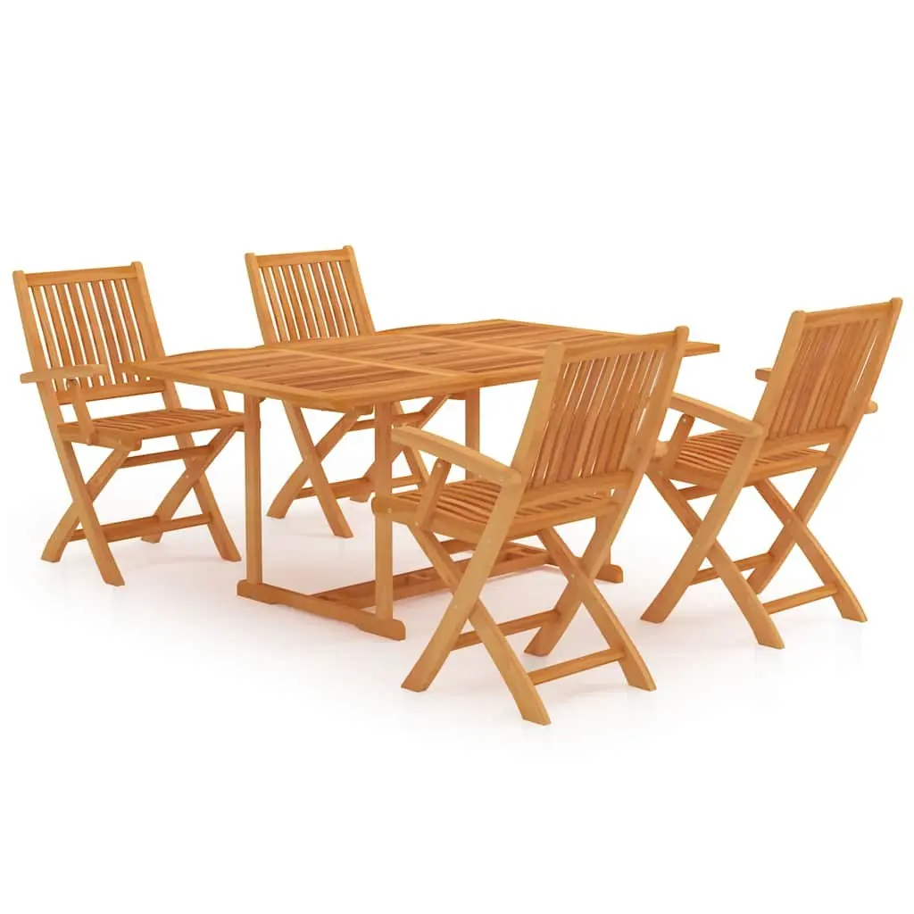 5 Piece Garden Dining Set Teak Hardwood Outdoor Patio Furniture Table Brown