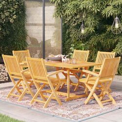 7 Piece Teak Wood Dining Set for Patio & Garden