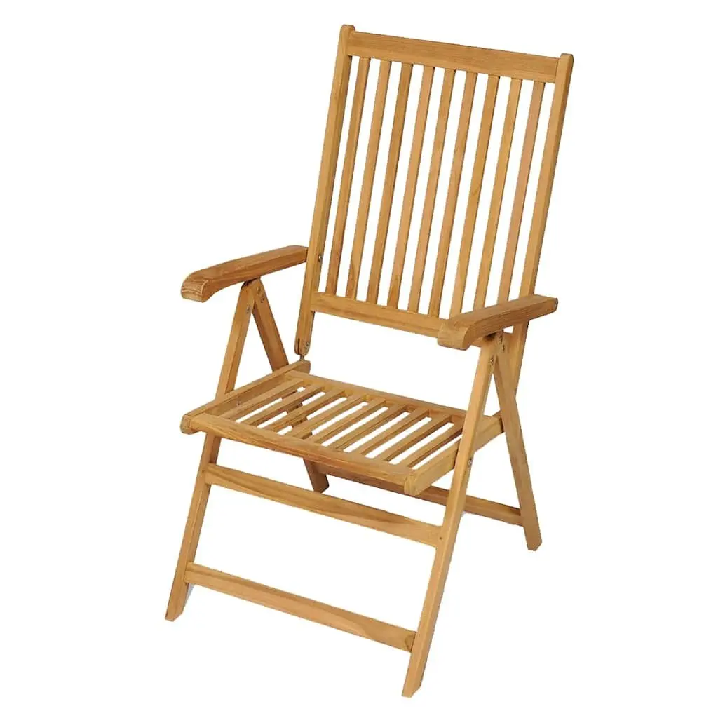 Teak Wood Garden Dining Set 9 Piece Outdoor Patio Furniture Adjustable Backrest Folding Chairs Brown