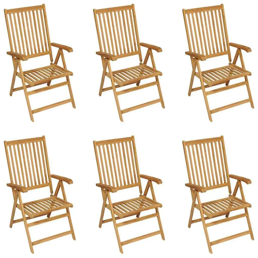 7 Piece Outdoor Dining Set Teak Hardwood Brown Garden Furniture Adjustable Chairs