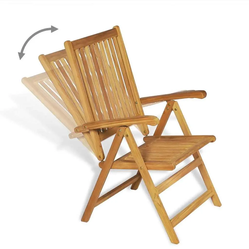 7 Piece Outdoor Dining Set Teak Hardwood Brown Garden Furniture Adjustable Chairs