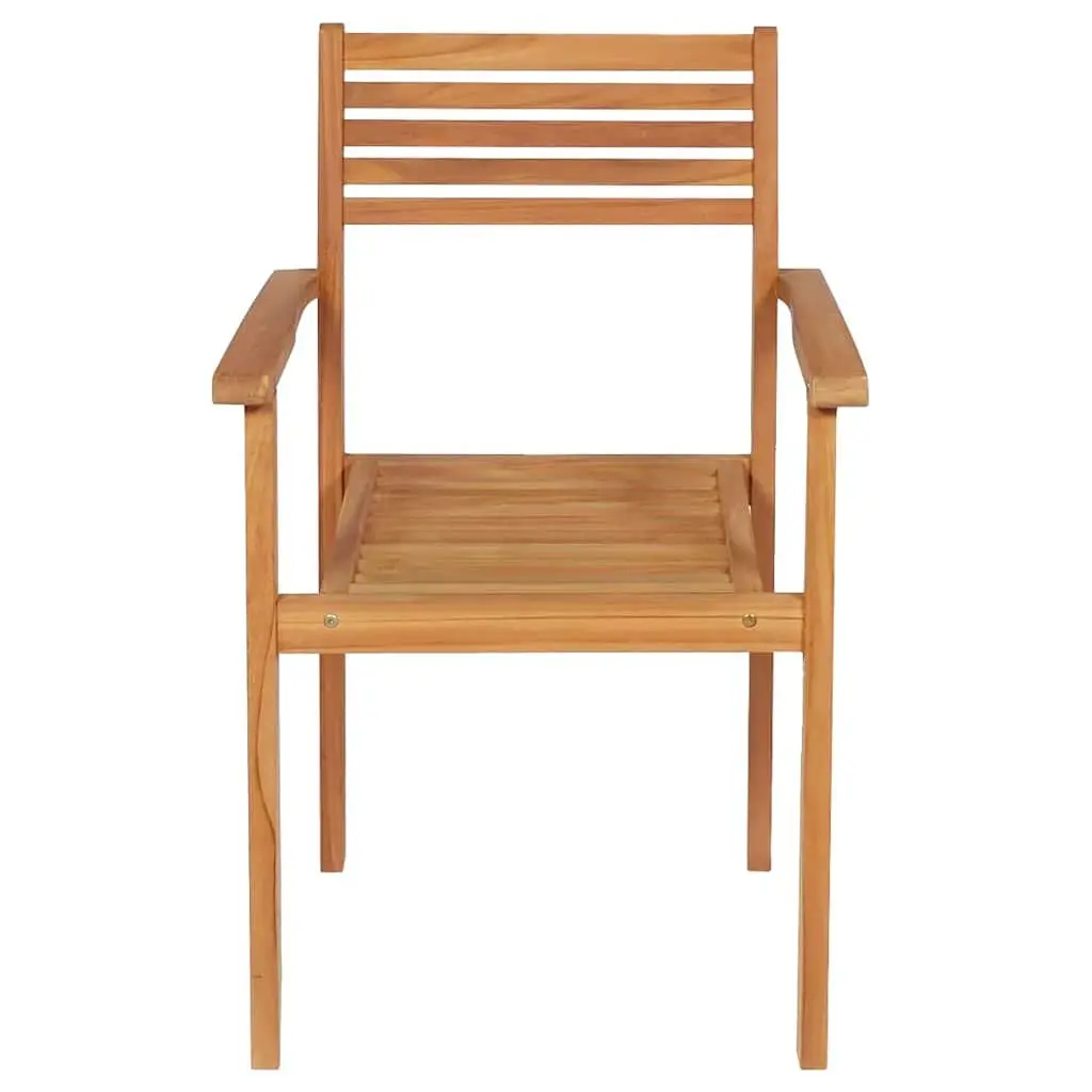 9 Piece Teak Wood Outdoor Dining Set Brown Stackable Chairs Garden Patio Table