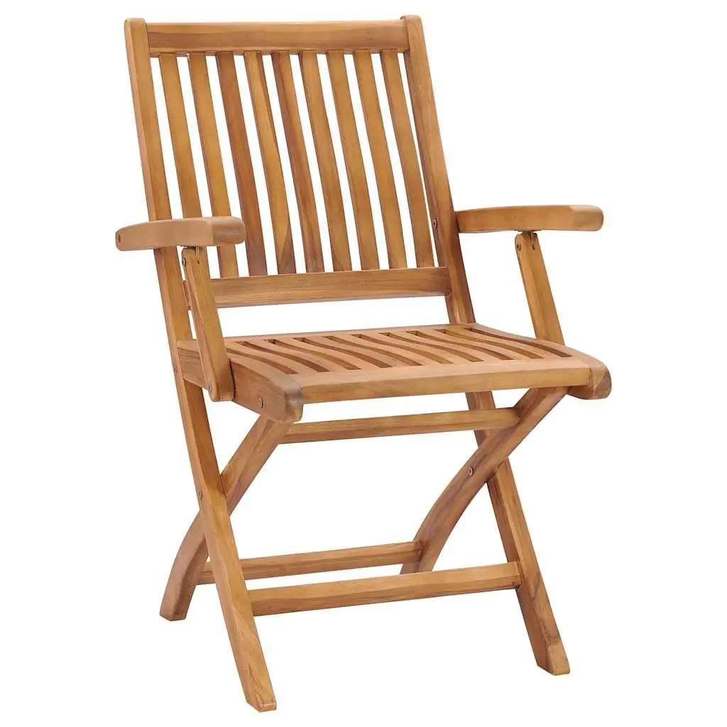 Teak Hardwood Outdoor Dining Set 9 Piece Including Table with Umbrella Hole and Foldable Chairs Brown