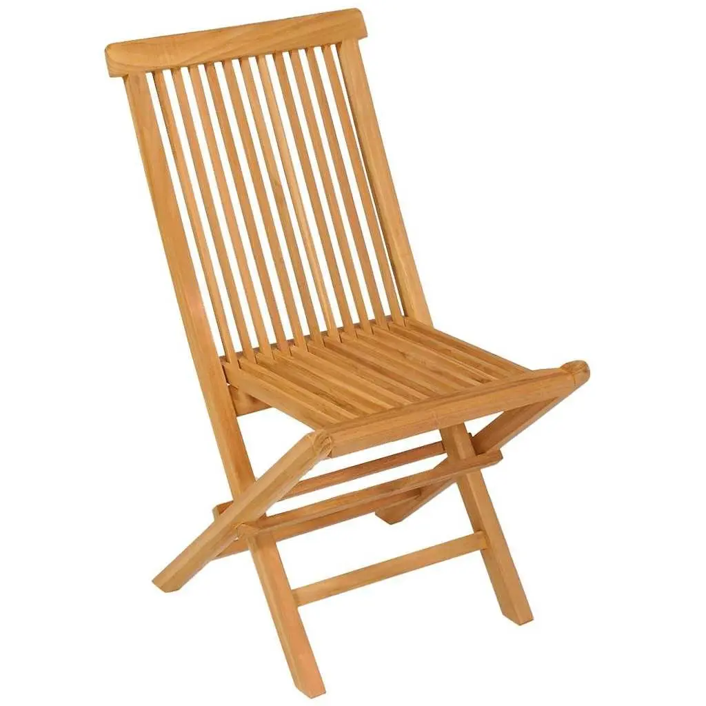 5 Piece Outdoor Dining Set Teak Wood Brown Foldable Furniture Table Chairs