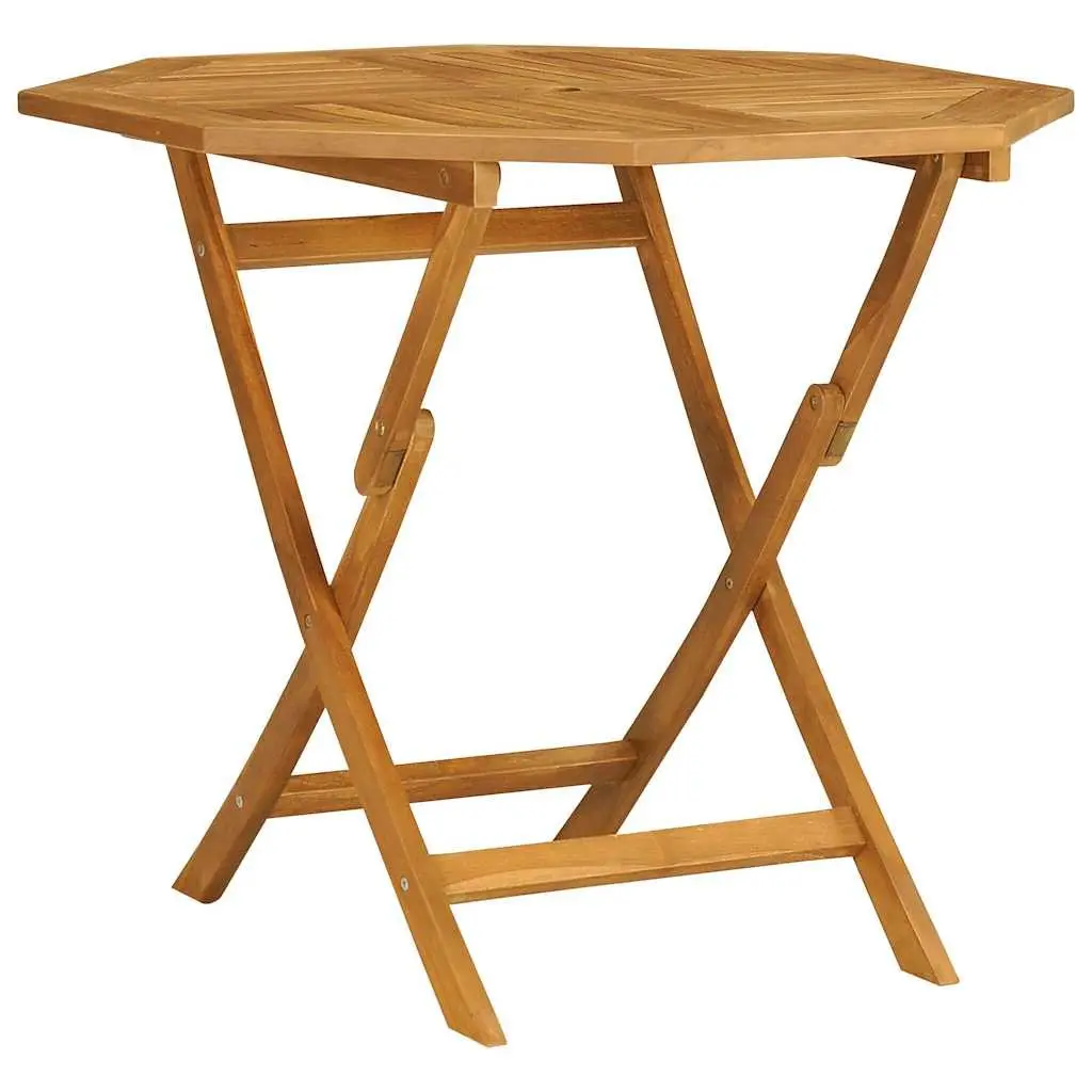 Garden Dining Set Teak Wood 5 Piece Outdoor Table Chairs Brown