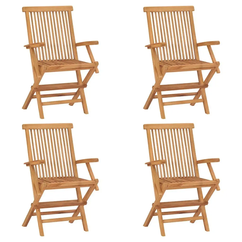 Garden Dining Set Teak Wood 5 Piece Outdoor Table Chairs Brown