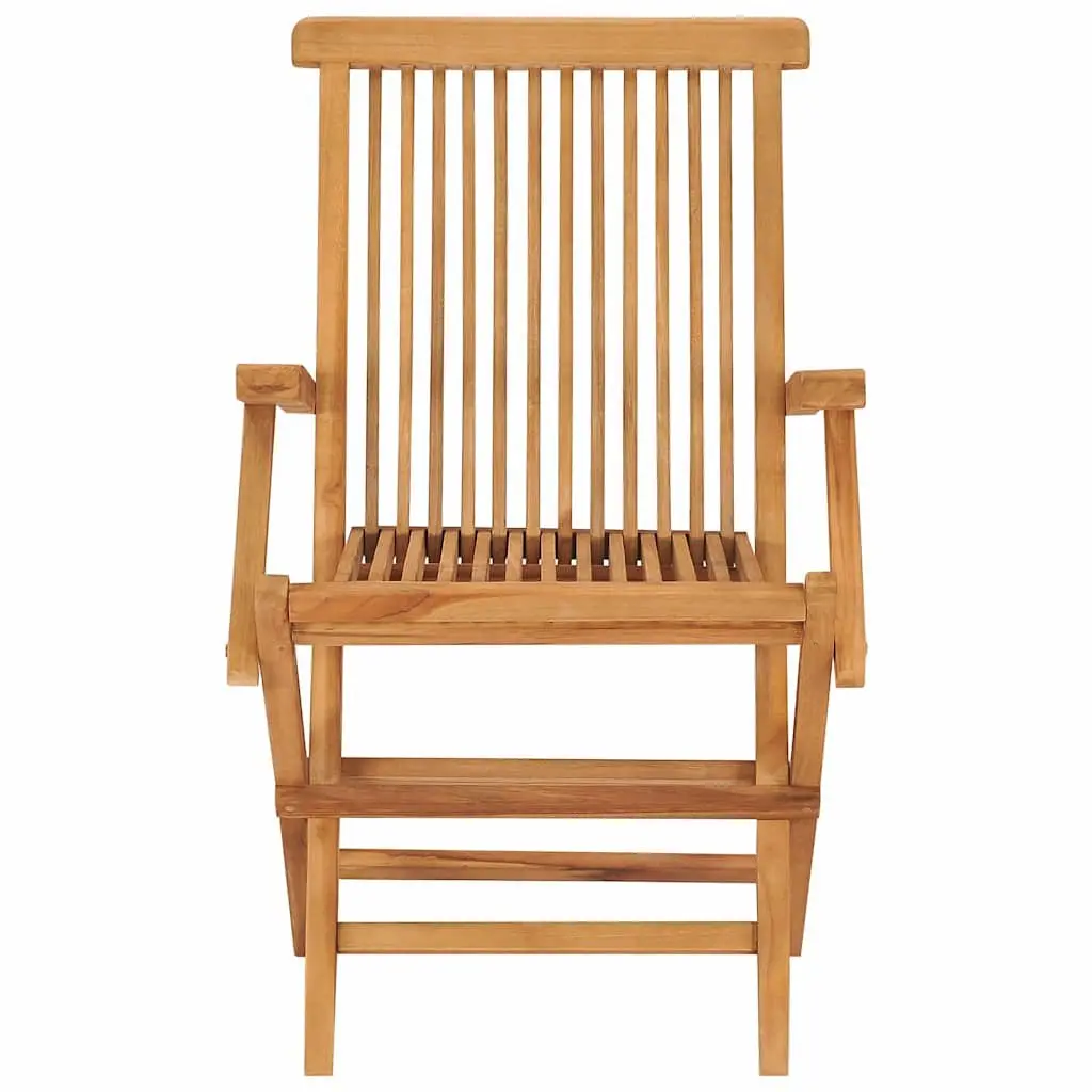 Garden Dining Set Teak Wood 5 Piece Outdoor Table Chairs Brown