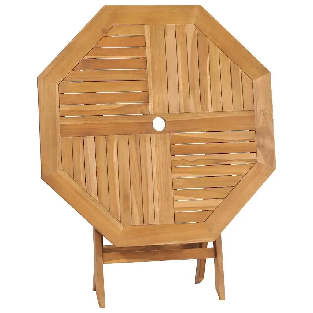 Garden Dining Set Teak Wood 5 Piece Outdoor Table Chairs Brown