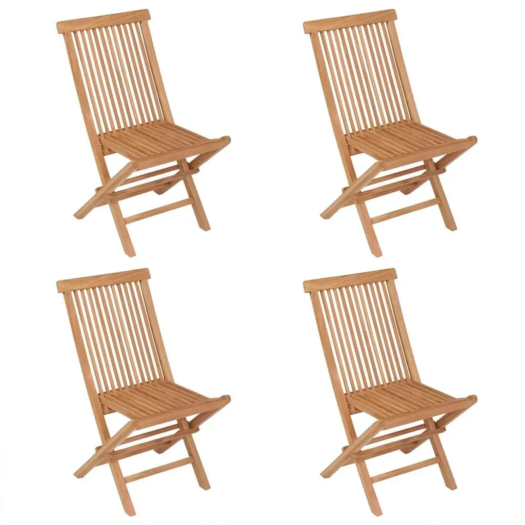 Garden Dining Set Teak Hardwood 5 Piece Brown Foldable Outdoor Furniture
