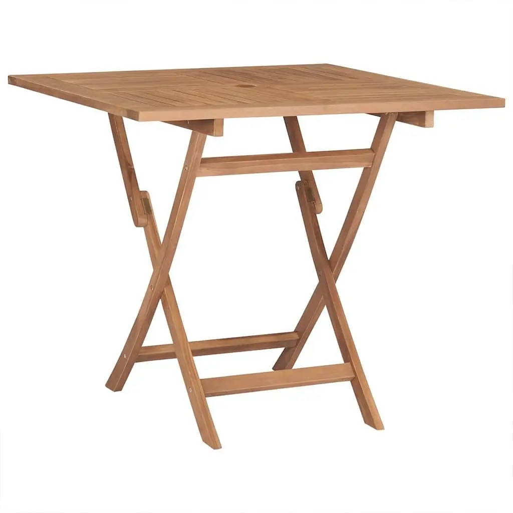 Garden Dining Set Teak Hardwood 5 Piece Brown Foldable Outdoor Furniture
