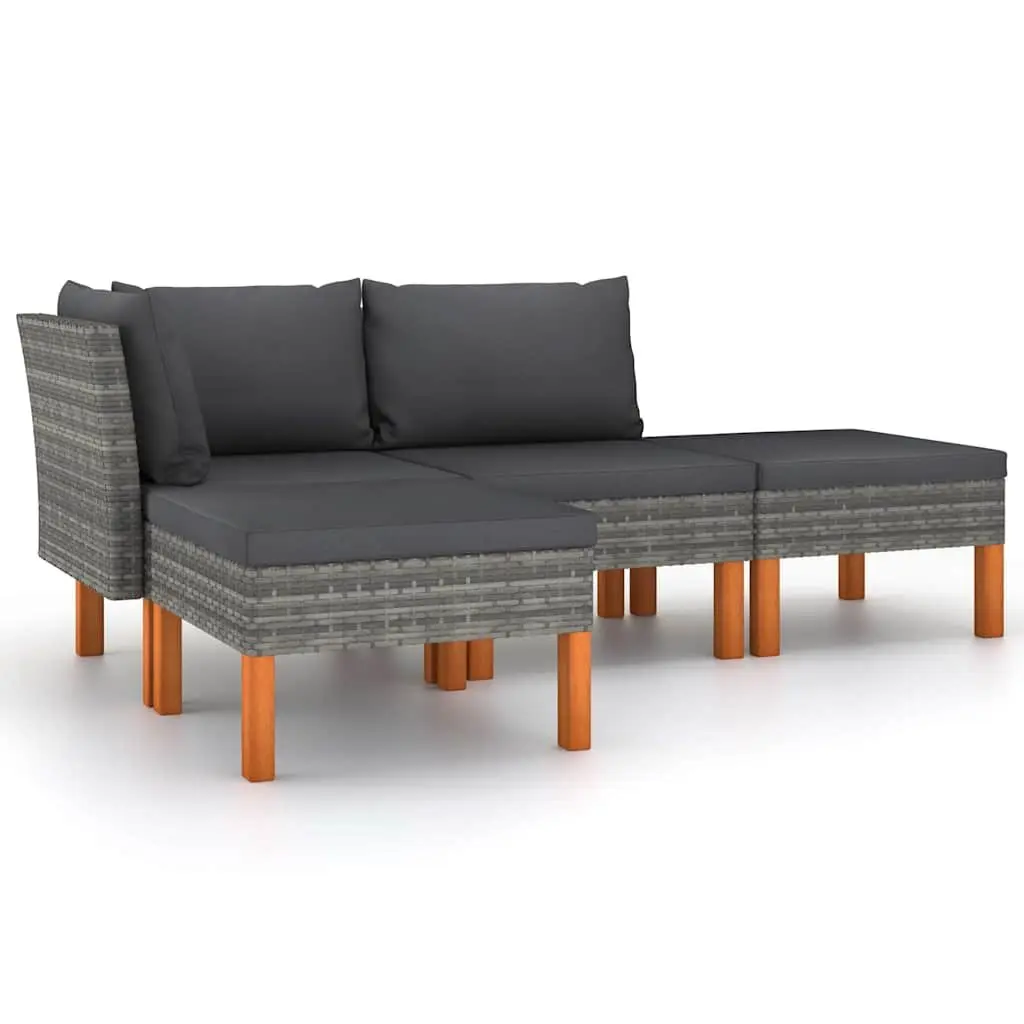 Garden Lounge Set 4 Piece Poly Rattan Outdoor Furniture Grey Cushions Sofa