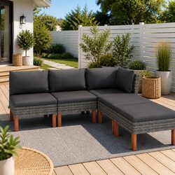 Practical 5 Piece Grey Garden Lounge Set for Outdoor Living