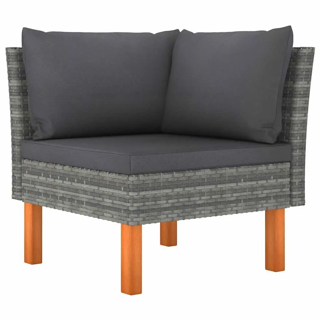 5PieceOutdoorFurnitureSetGreyPolyRattanGardenLoungeSofaWithComfortCushions