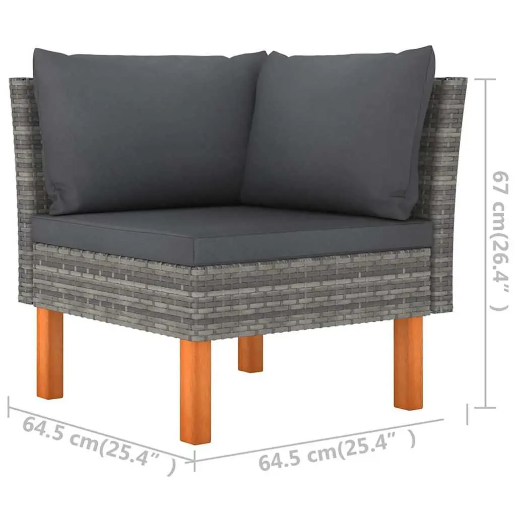 5PieceOutdoorFurnitureSetGreyPolyRattanGardenLoungeSofaWithComfortCushions