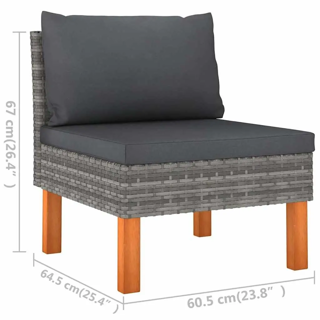 5PieceOutdoorFurnitureSetGreyPolyRattanGardenLoungeSofaWithComfortCushions