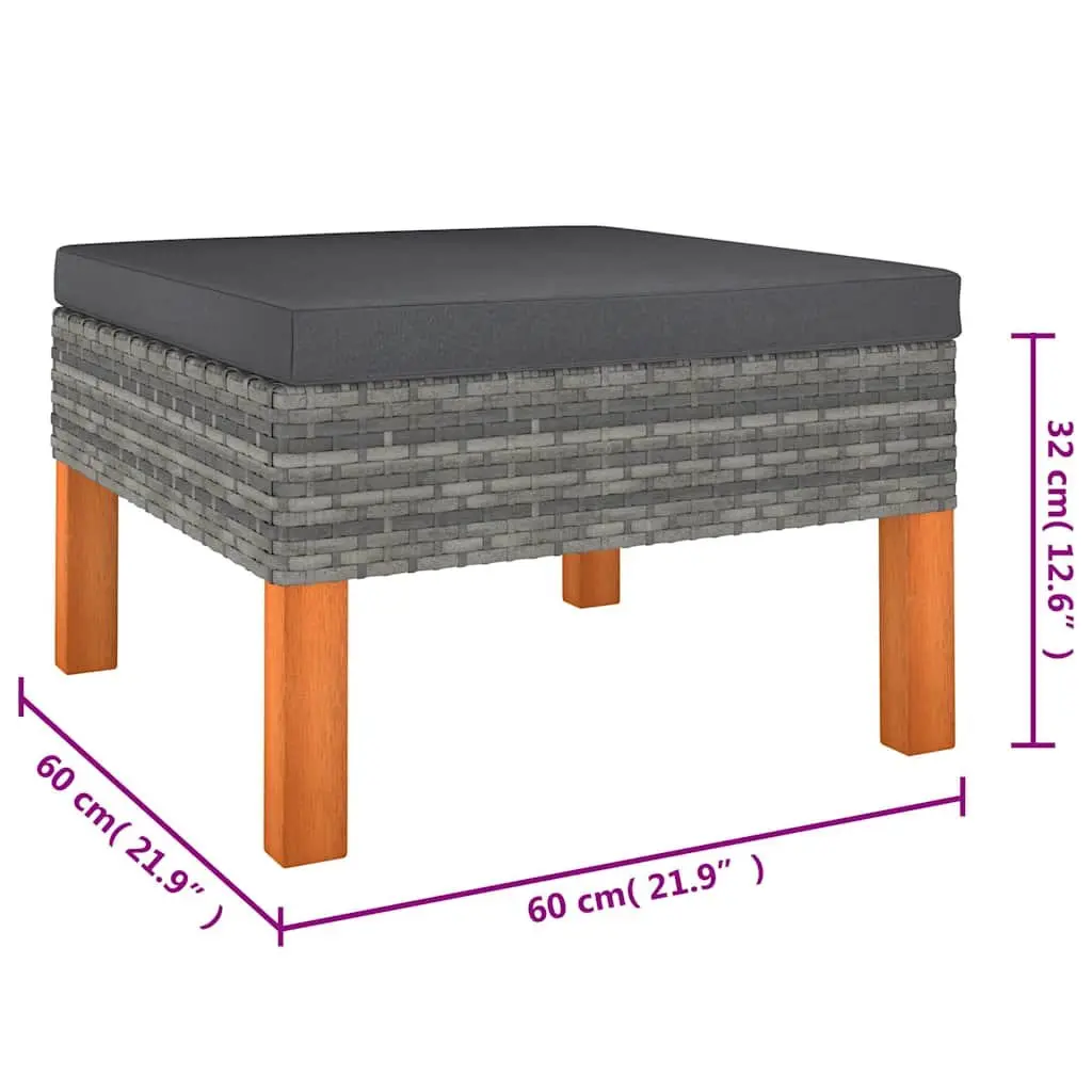 Garden Lounge Set Poly Rattan 6 Piece Outdoor Furniture Grey Sofa with Cushions